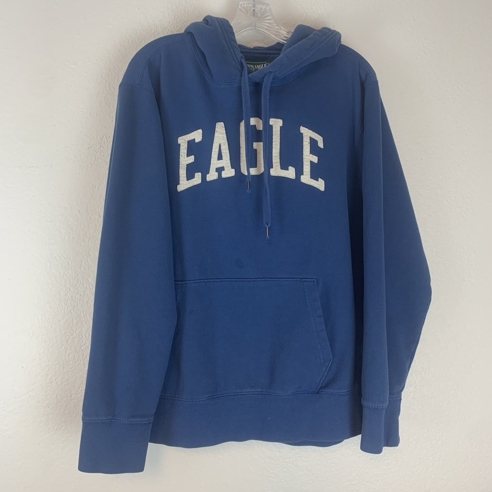 American Eagle Sweatshirt Mens Large Hoodie Pullover Blue Preppy Classic L